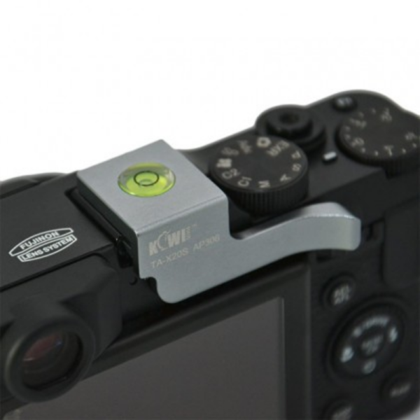 JJC Kiwi TA-X20S Hotshoe Thumb Grip for Fujifilm X10 X20 X30 Camera (Silver)