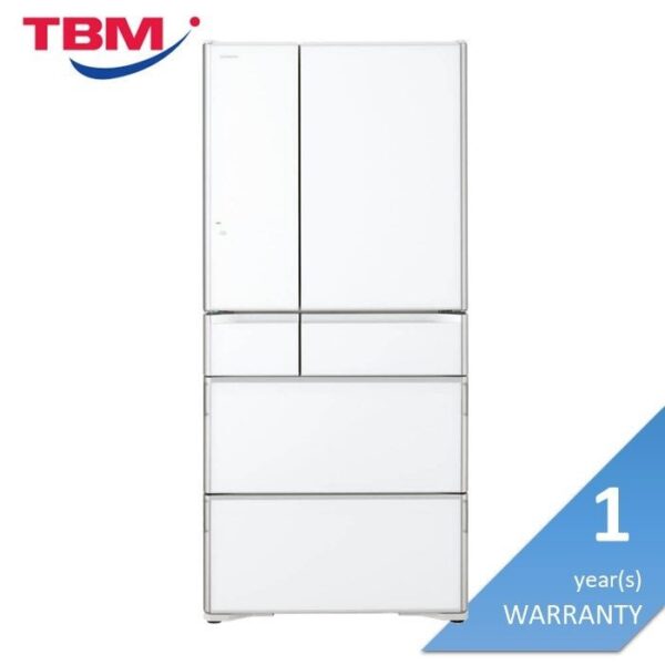 Second image of Hitachi R-WX670KM XW 6 Doors Fridge G722L Glass Crystal White