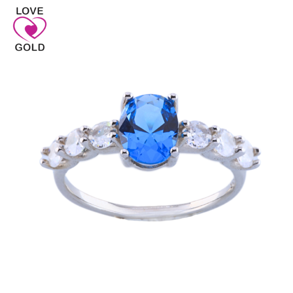 Zircon & Blue Silver Ring