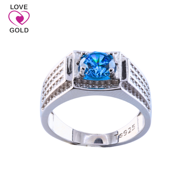 Blue Zircon, Silver Ring