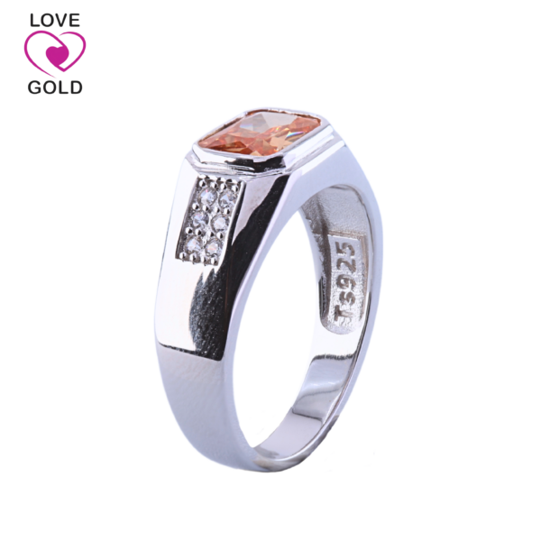 Orange Zircon, Silver Ring